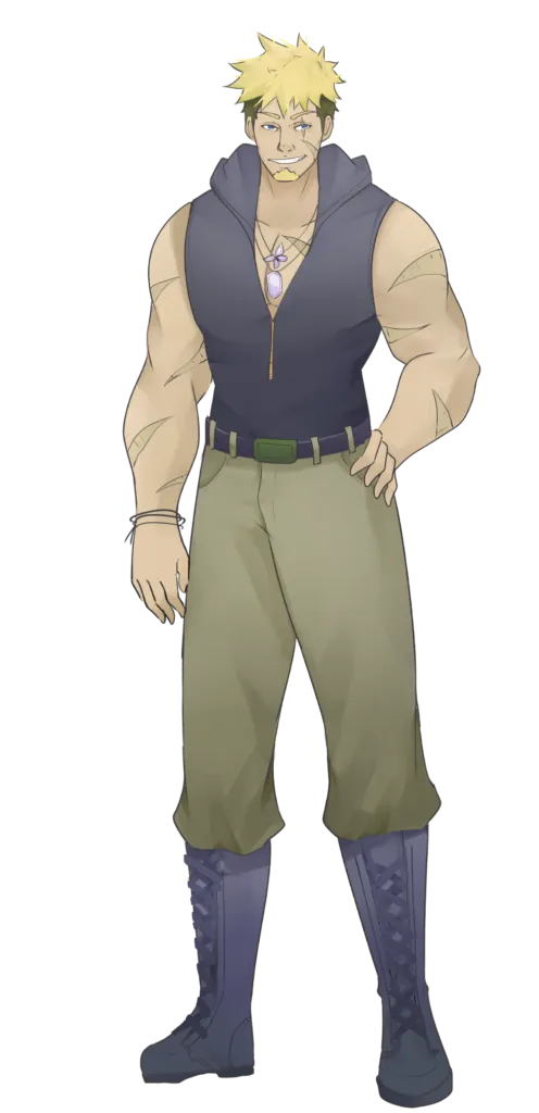 John from I Married a Monster on a Hill, in short sleeves, standing tall with hands on his hips