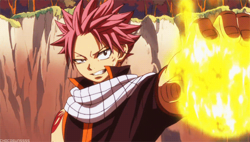 Natsu Dragneel eating fire gif