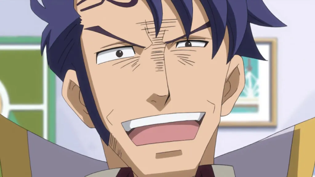 Bora wearing a menacing grin but his eyes read a shocked slightly concerned expression.