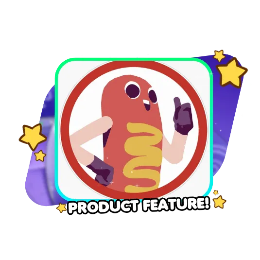 A promo image for the Hawt Dawg Man sticker from Amazon.