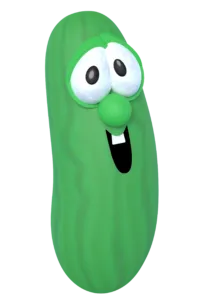 A vector image of Larry the Cucumber from VeggieTales.