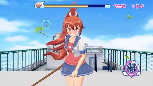 Gal*Gun Returns character who has long orange hair, a blushing face and a school uniform. 