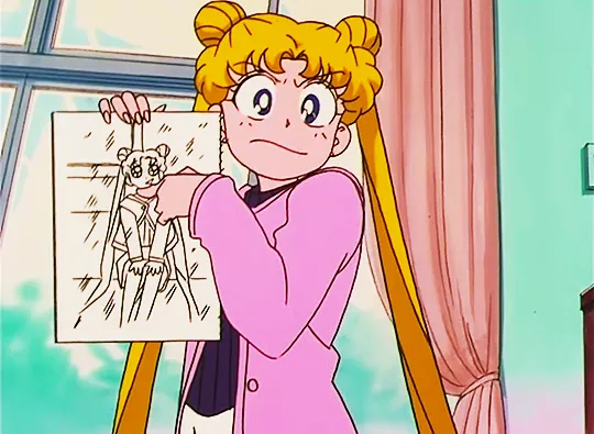 Usagi Tsukino from Sailor Moon rocking high-waisted jeans for a stylish look. '90s Geek Fashion