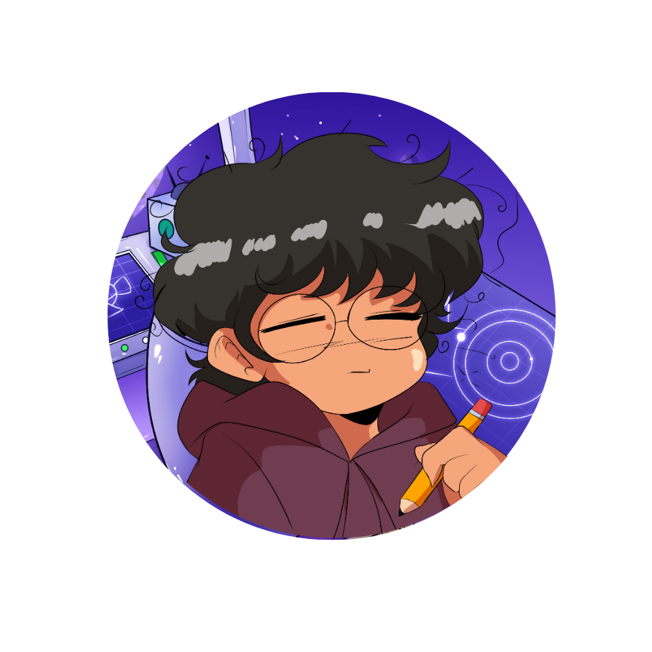 Bumble, artist: illustrated avatar of a dark-haired character with glasses holding a pencil