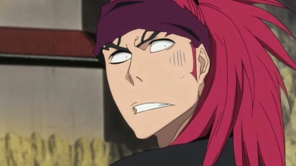 Renji Abarai from Bleach with a shocked face.