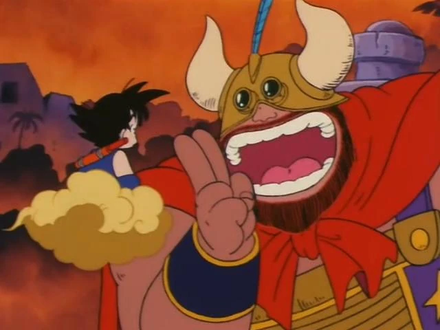 Ox-King may be intimidating, but he's full of surprises—like his friendly gesture here with Goku! The big guy's got a softer side too!