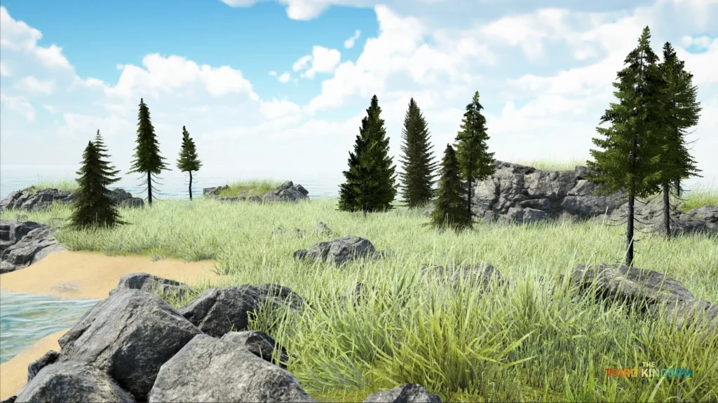 Detailed, high resolution grass and trees from The Third Kingdom.