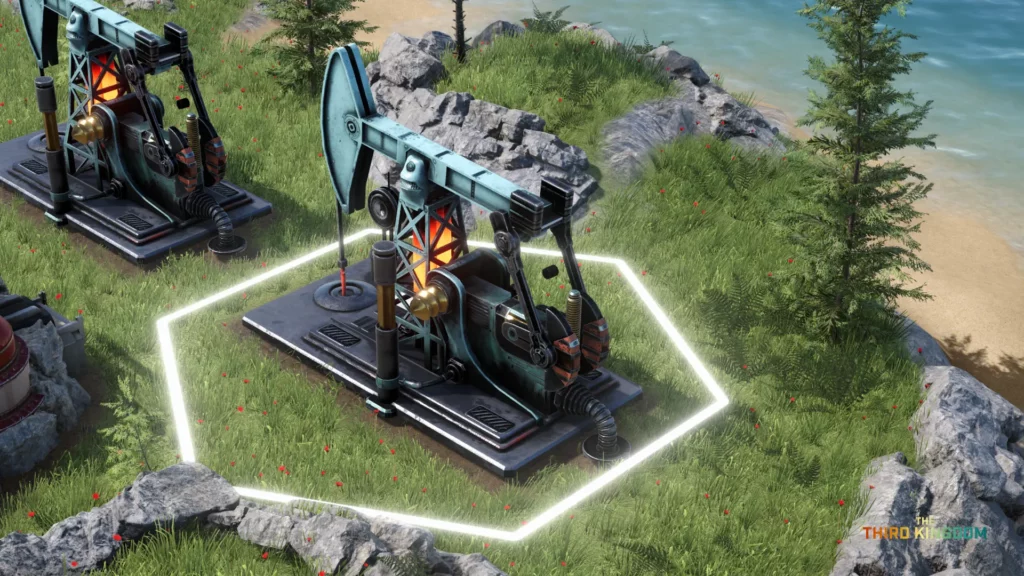 A highlighted machine hard at work harvesting for The Third Kingdom.