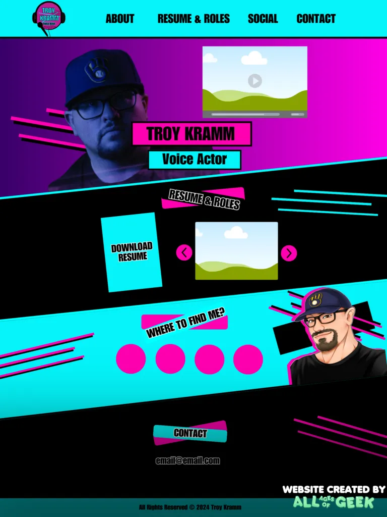 Troy Kramm Voice Actor Website.