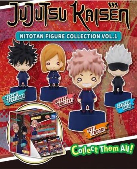 Jujutsu Kaisen figures in a magic box from Akiba House in New Jersey.