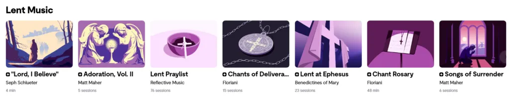 Lent Music featured in purple.