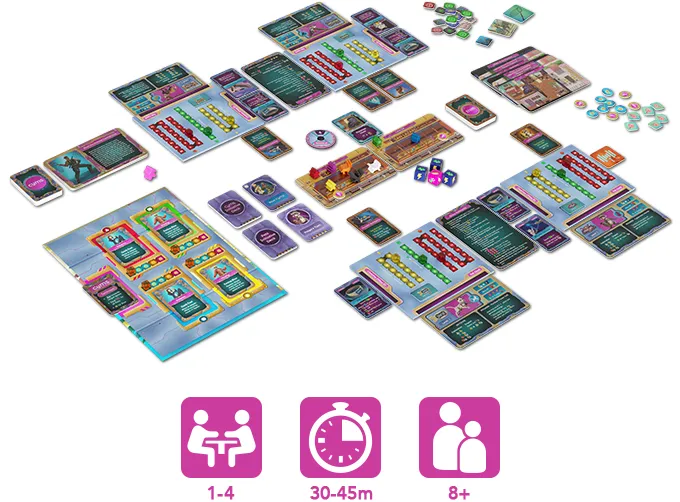 Cyber Pet Quest unboxing and what you get, dice, cards, board, player miniatures and more. From Dead Alive Games.