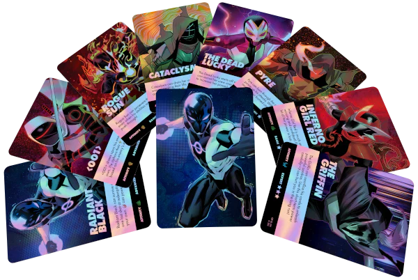 Massive-verse character cards.