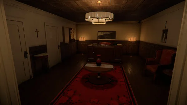 A red funeral home from The Mortuary Assistant game.
