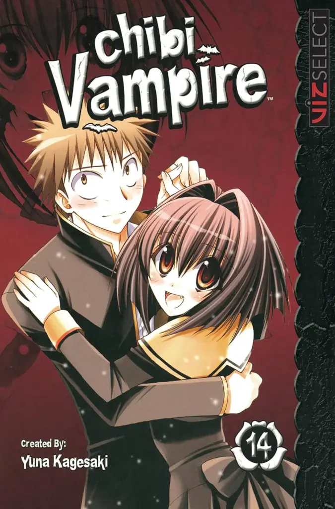 Cover of Chibi Vampire Volume 14 showing Karin Maaka and Kenta Usui dancing together, smiling warmly at each other.