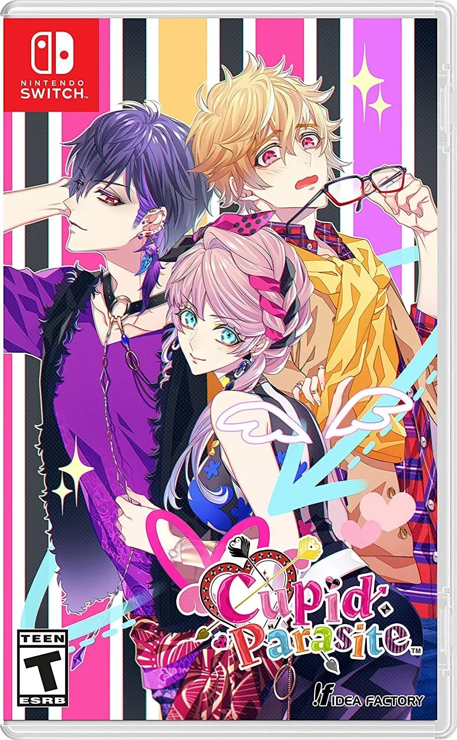 For your girly otome fix we have Cupid Parasite Nintendo Switch cover art showing the goddess of love at a matchmaking agency with her five romanceable clients