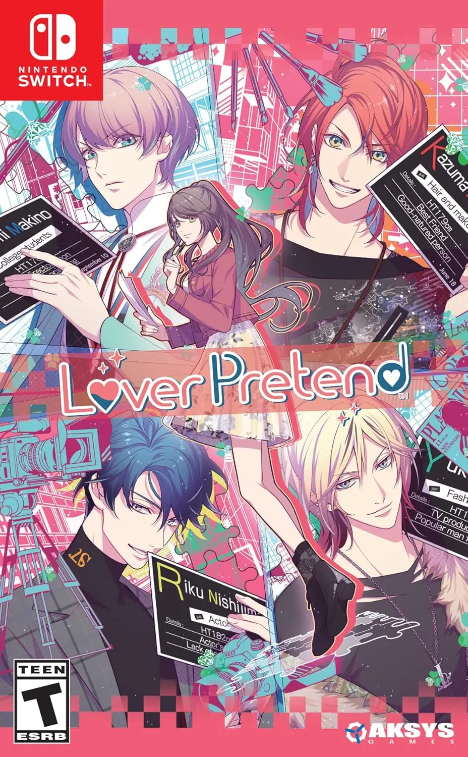 For your girly otome fix we have Lover Pretend Nintendo Switch cover art featuring Chiyuki and the actors and models she works with in the entertainment industry