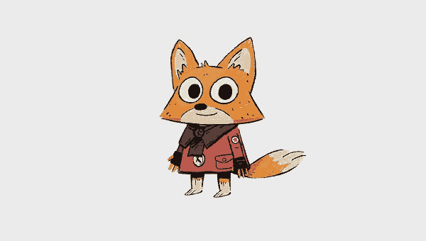 Cute fox character animated in Moho with squash-and-stretch and expressive idle movement.