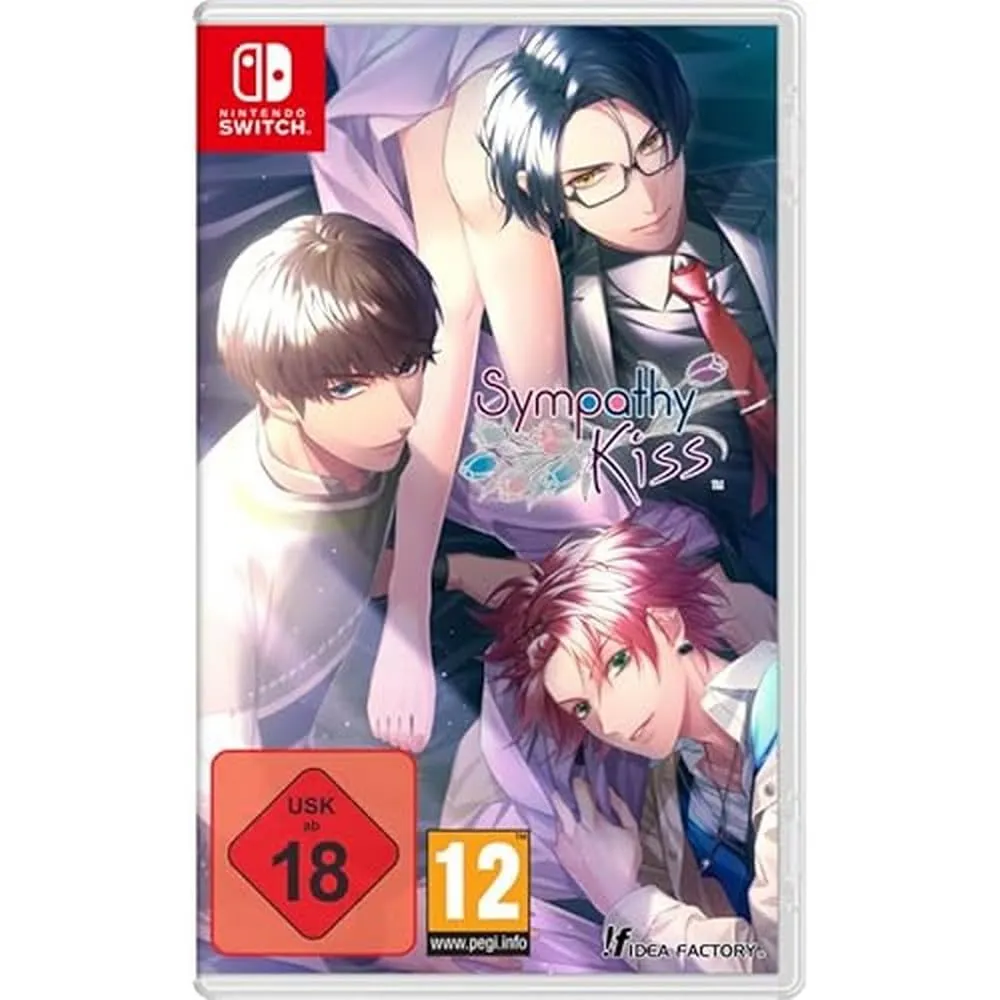 Sympathy Kiss Necklace Edition Nintendo Switch cover art showing Akari Amasawa and the six romanceable office coworkers in a modern workplace setting