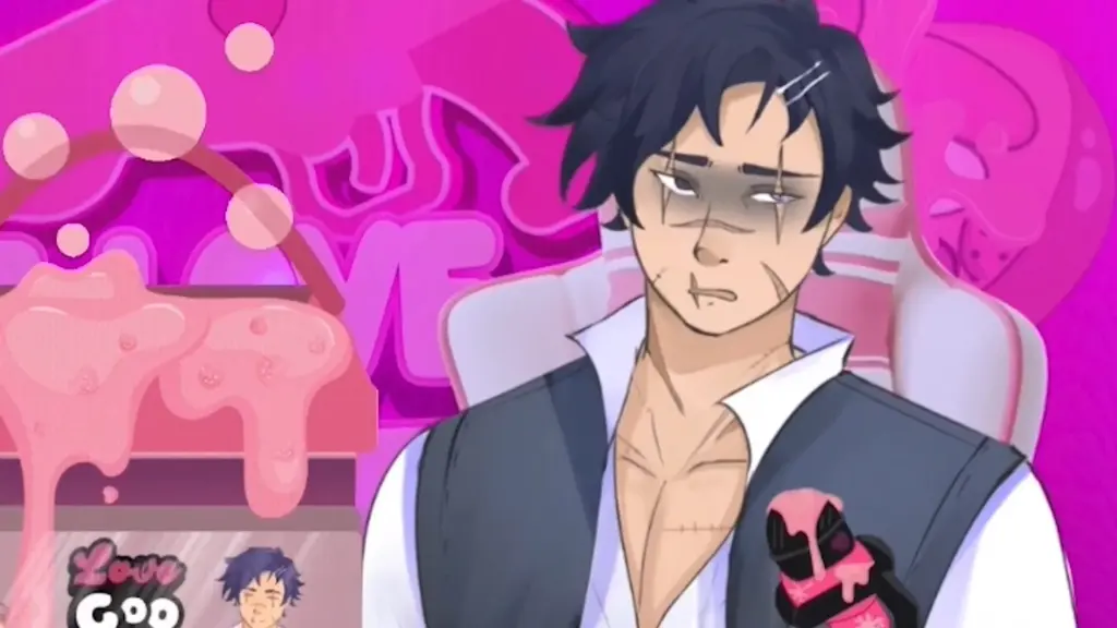 Disaster Date Roulette Valentine's Day Movie Still. Thomas stressed next to goo.
