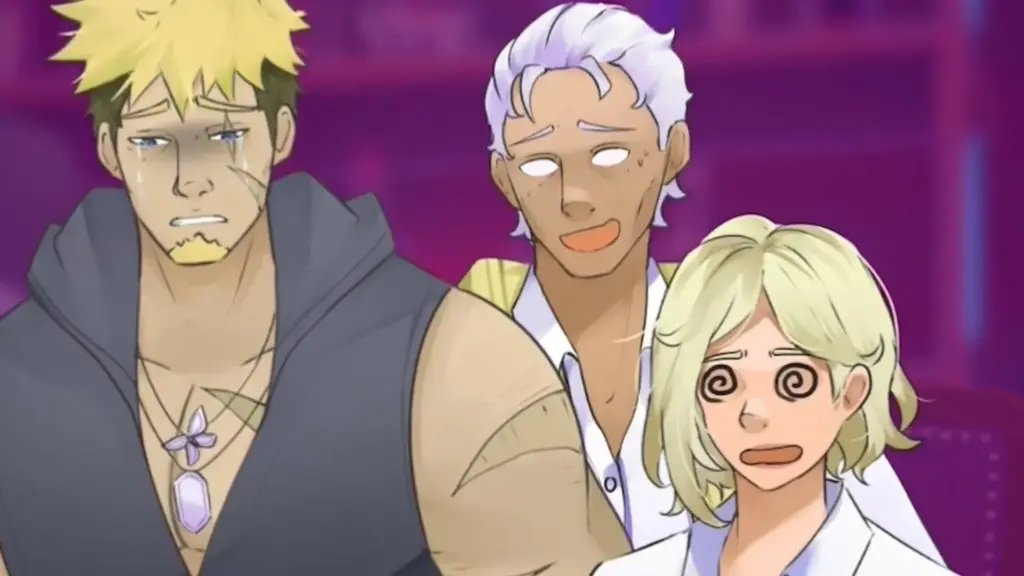 Disaster Date Roulette Valentine's Day Movie Still. John drunk and venting to a concerned Reginald and Scarlett.
