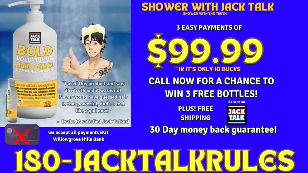 Disaster Date Roulette Valentine's Day Movie Still. Ad for hair shampoo from Jack Talk.

