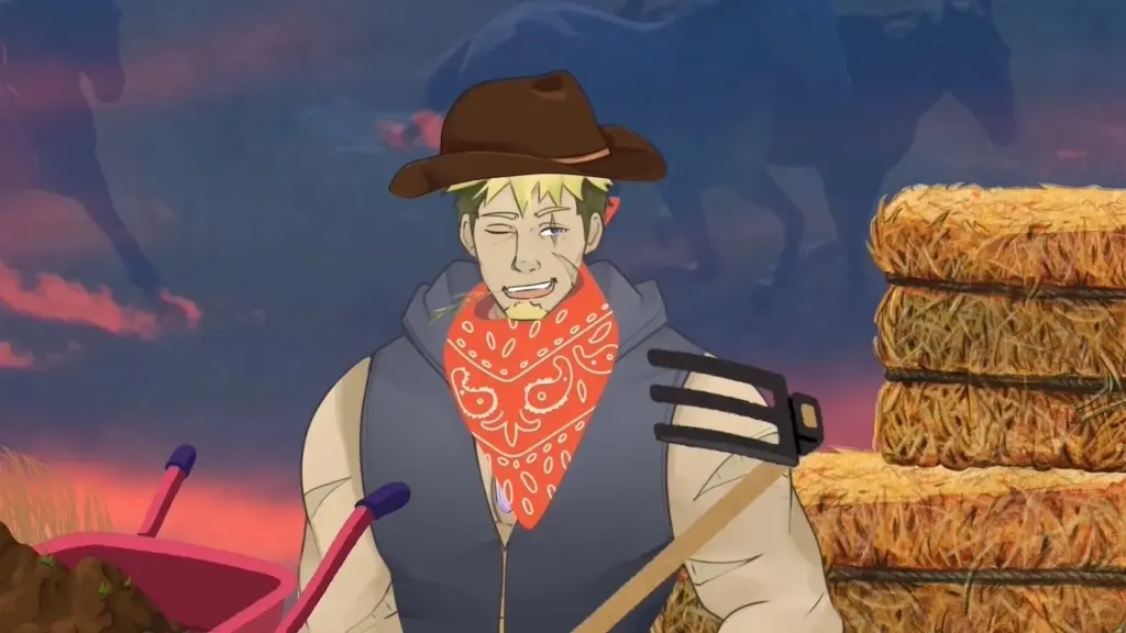 Disaster Date Roulette Valentine's Day Movie Still. John dressed as a cowboy.
