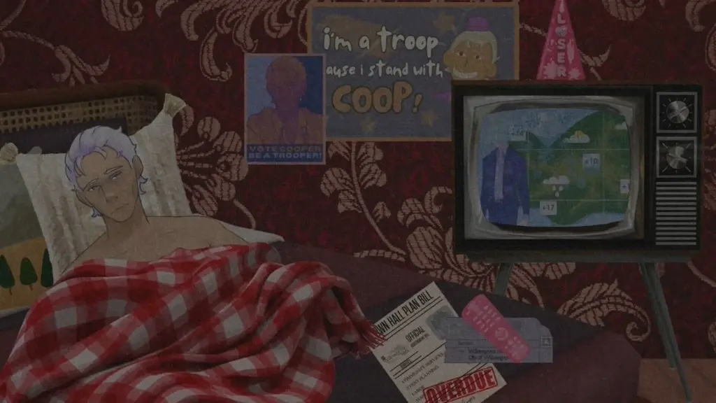Disaster Date Roulette Valentine's Day Movie Still. Reginald depressed in bed.
