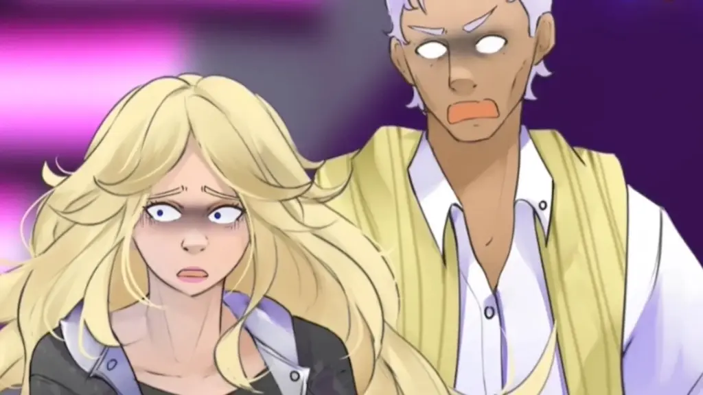 Disaster Date Roulette Valentine's Day Movie Still. Amy and Reginald shocked.