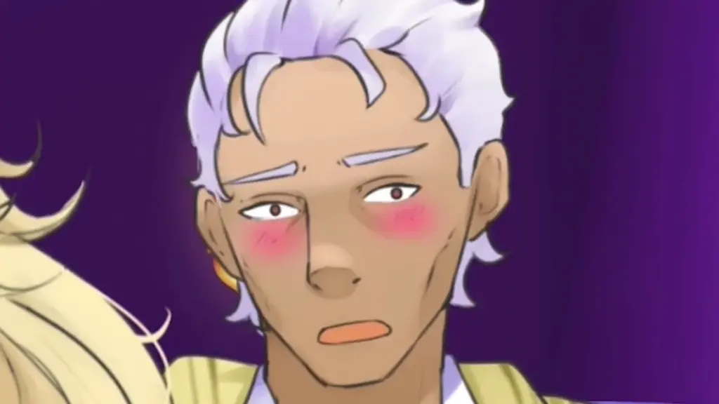Disaster Date Roulette Valentine's Day Movie Still. Blushing Reginald.