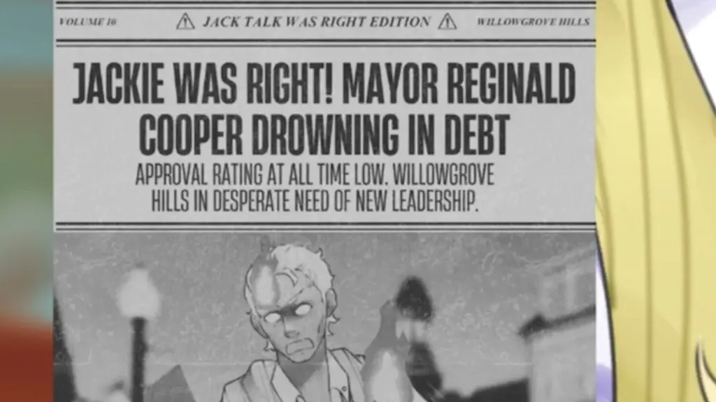 Disaster Date Roulette Valentine's Day Movie Still. Reginald holding bad political news about himself.
