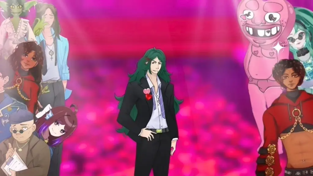 Disaster Date Roulette Valentine's Day Movie Still. Wagner walking down the theater floor.
