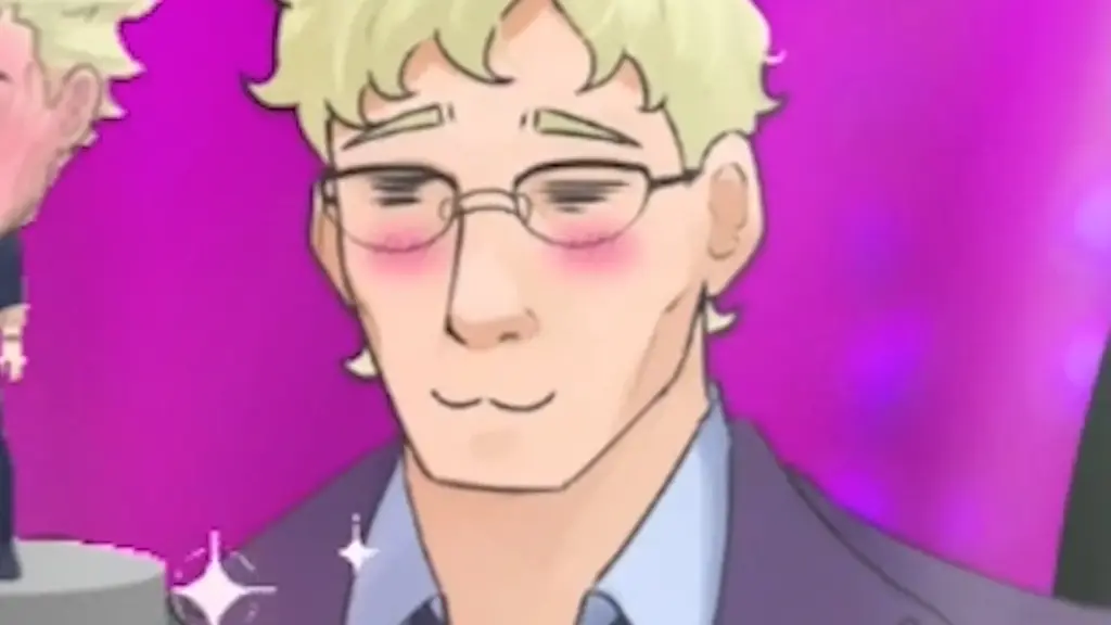 Disaster Date Roulette Valentine's Day Movie Still. Cute, blushing Conrad close up.
