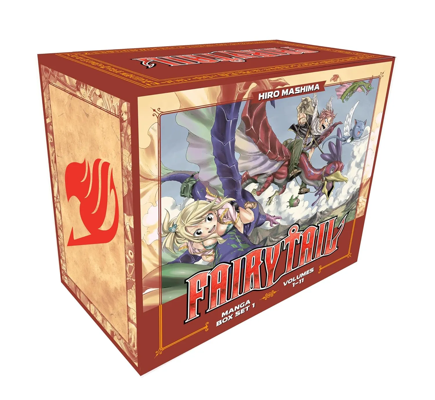Fairy Tail Manga Box Set 1 cover and box art featuring Natsu, Lucy, and the Fairy Tail guild in colorful anime fantasy style