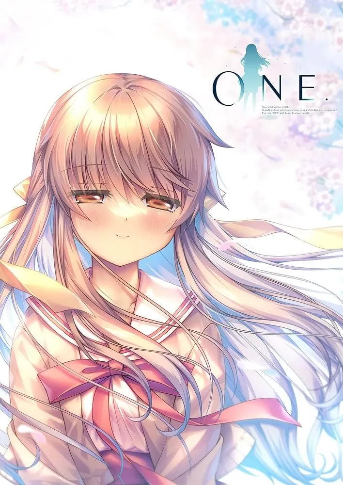 Romance visual novels for Valentine’s Day featuring the cover of ONE, a legendary visual novel about memory, emotional bonds, and enduring love illustrated in anime style