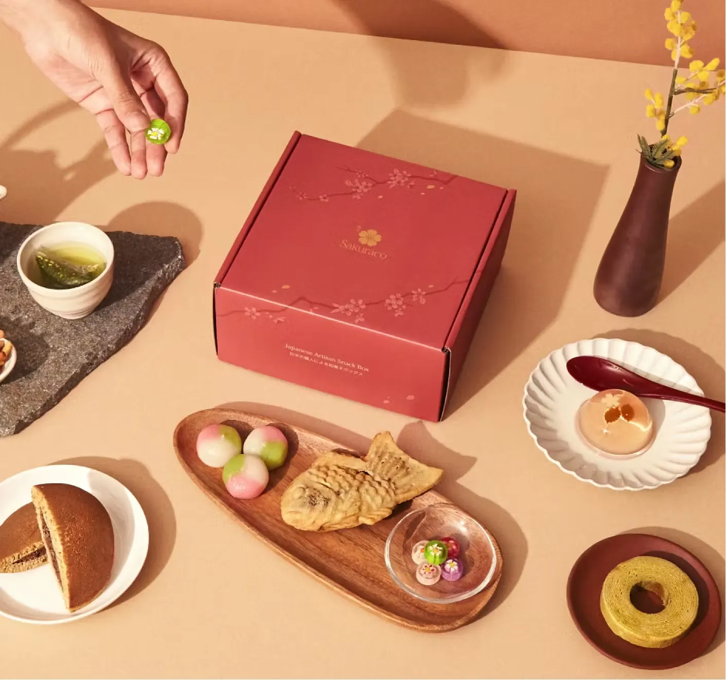 Sakuraco Japanese snack box January 2026 featuring traditional Japanese sweets and snacks in a seasonal subscription box