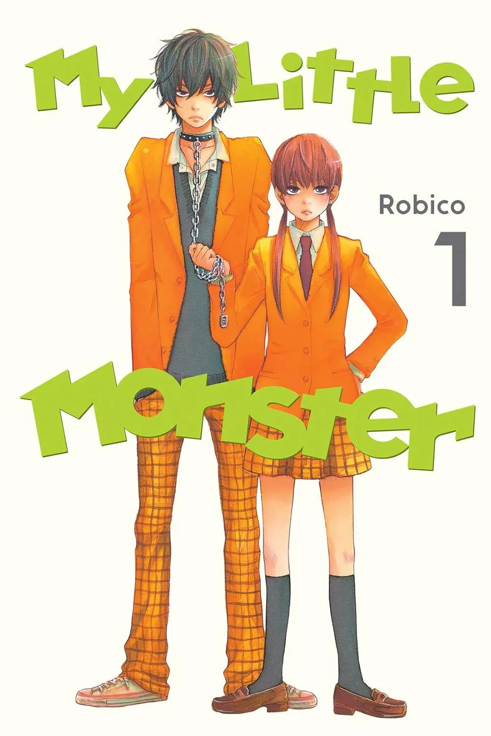Cover of My Little Monster Volume 1 featuring Haru Yoshida and Shizuku Mizutani in a quirky romantic school setting