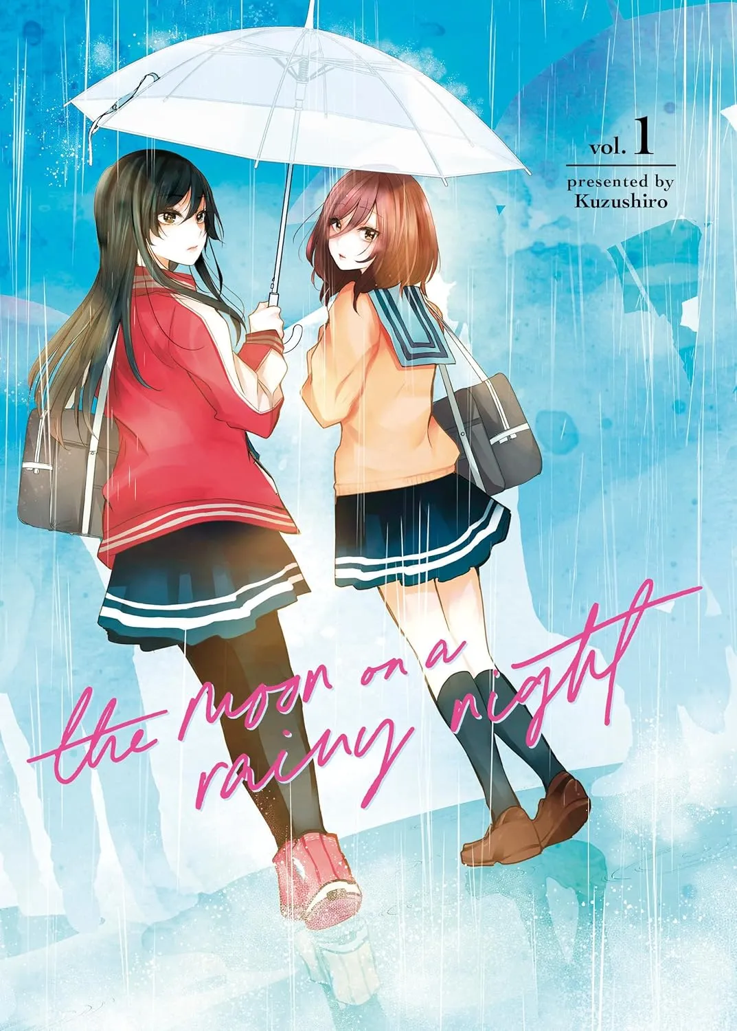Cover of The Moon on a Rainy Night Volume 1 featuring two high school girls in a quiet, reflective yuri romance scene